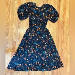 NWT • a New Day. • Black floral puff short sleeve midi dress